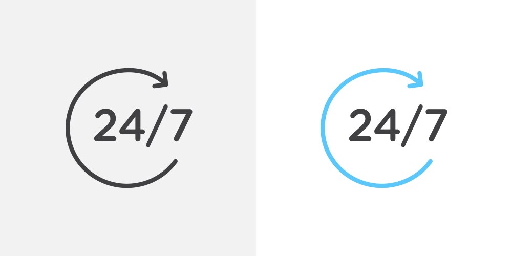 24 7 icon set on white background Royalty Free Vector Image