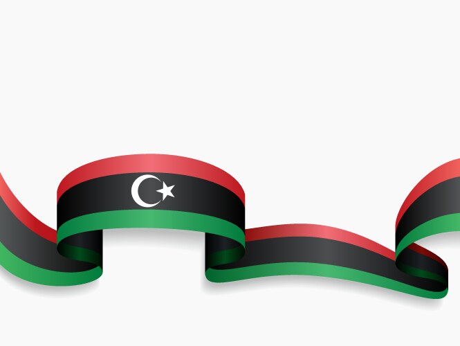 Libyan flag wavy abstract background Royalty Free Vector