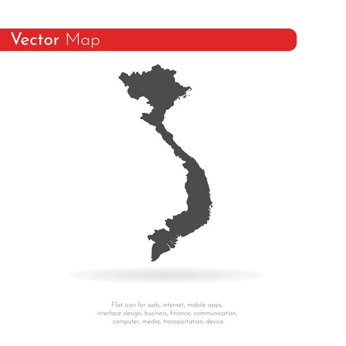 Vietnam Map - Black Outline Vector Image