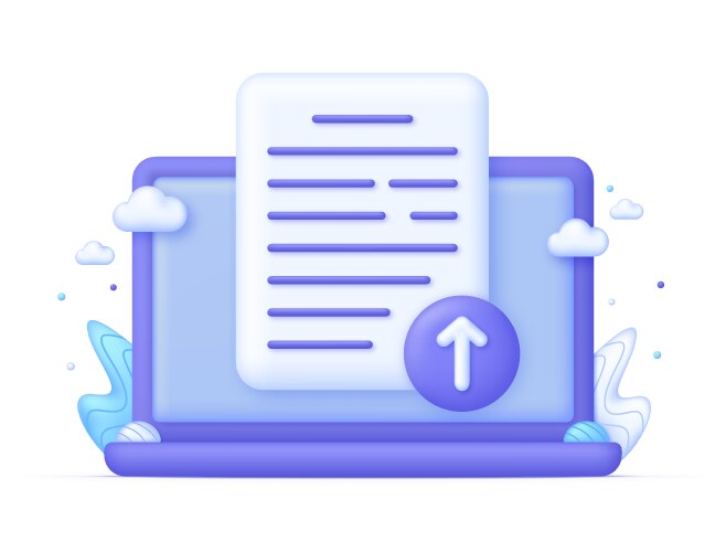 3d upload file on computer vector image