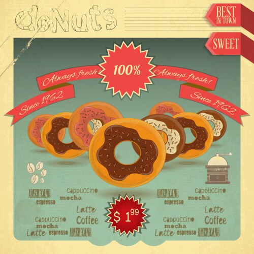 Delicious donuts bakery shop Royalty Free Vector Image