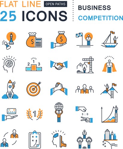 Set flat line design icons Royalty Free Vector Image