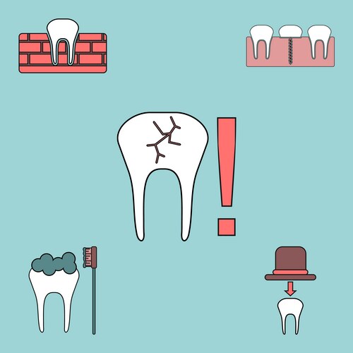 Collection of icons and dental disease Vector Image