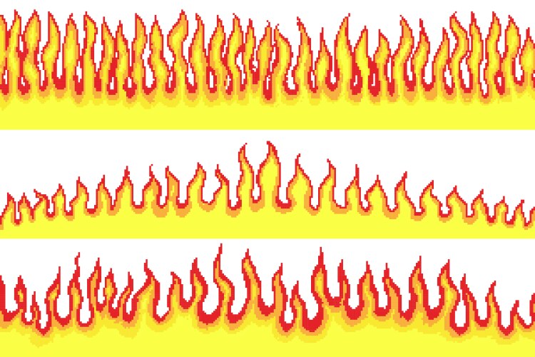 Fire flame backdrop background set horizontal Vector Image