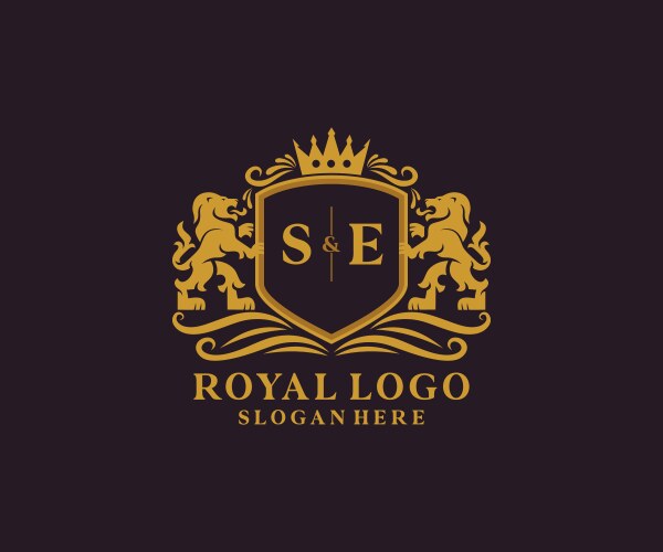 Lion Royal Logo - SE Initial Vector Image