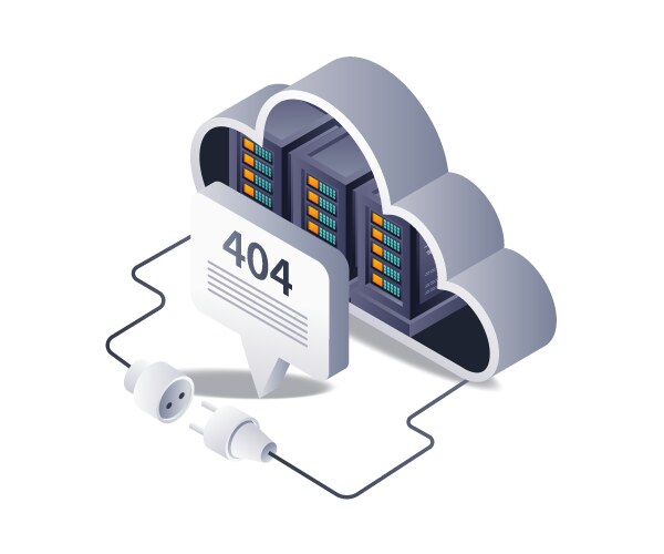 Repairing error code 404 on the cloud server vector image
