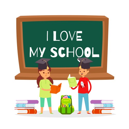 i love my school cartoon girl vector image