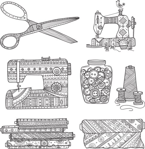 Sewing tools set Royalty Free Vector Image - VectorStock