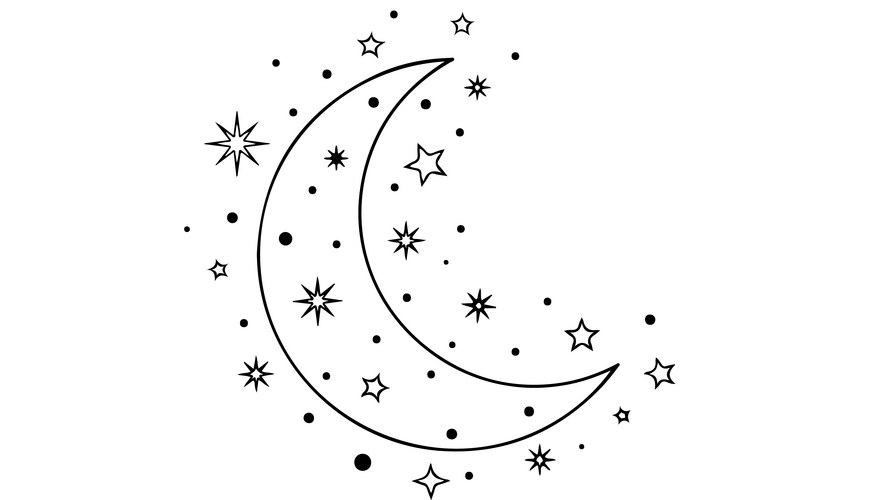 Whimsical Crescent Moon Stars Vector Image