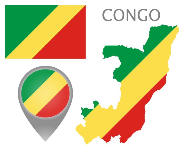 Congo democratic republic map with flag outline Vector Image