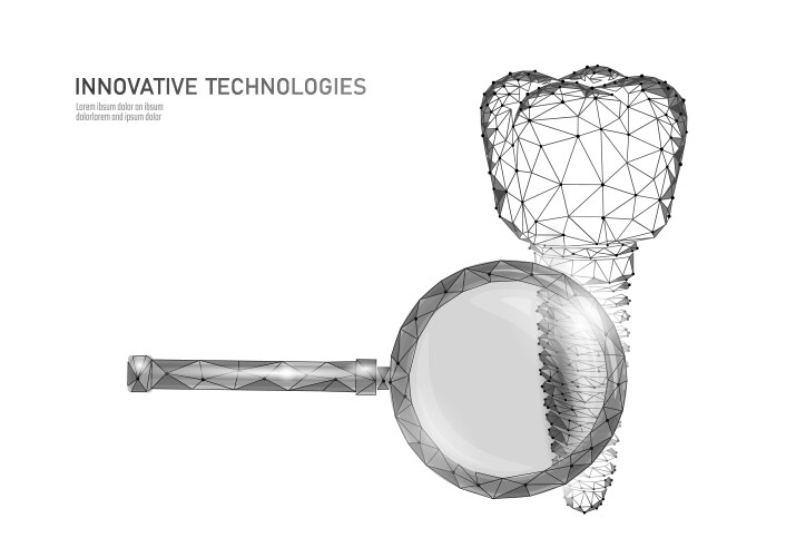 Molar tooth dental implant 3d low poly geometric vector image