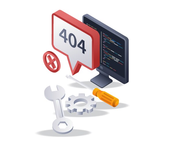 Programmer repair internet error code 404 flat vector image