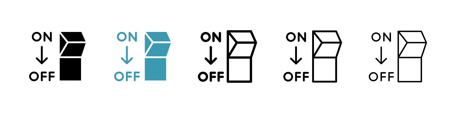 Light switch off icon set in black and white Vector Image