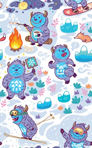 Yeti Campfire Pattern Vector Image