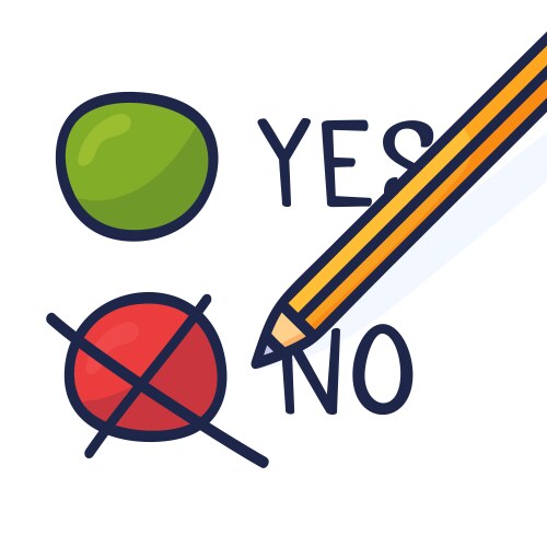 A pencil which marks the option no hand-drawn vector image