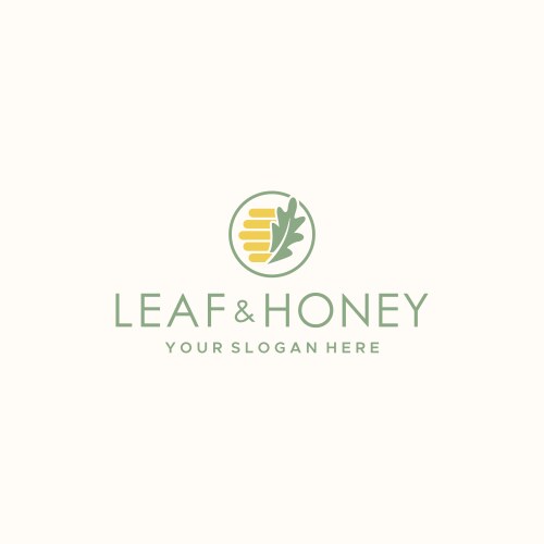 minimalist leafhoney tree beehive love logo design vector image