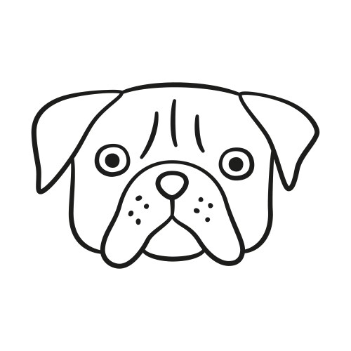 Cute pug face dog head icon hand drawn isolated Vector Image
