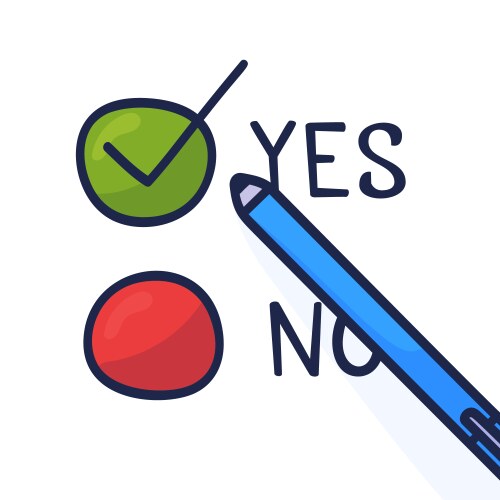 Doodle pen write yes vote on a voting paper flat vector image