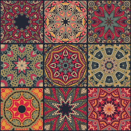 Floral seamless mosaic tile ceramic Royalty Free Vector