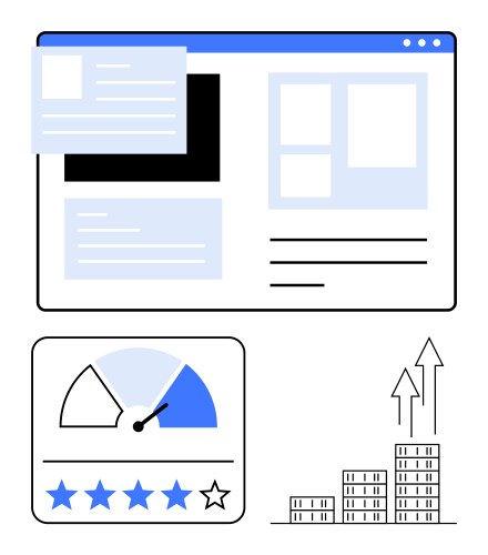 Website performance dashboard with metrics user vektorbild