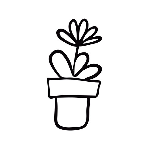 Line Art Flower Pot Vector Image