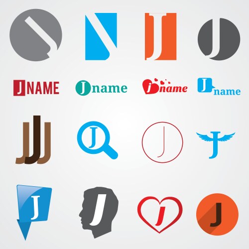 Set of alphabet symbols letter j Vector Image