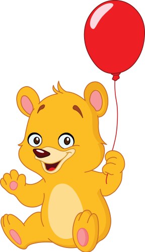 Cute Teddy Bear with Balloon Vector Image