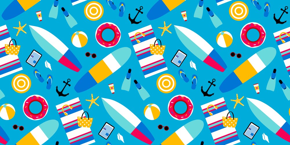Summer Beach Pattern - Fun Objects vector image