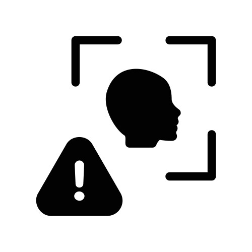Face scan warning icon profile within detection vector image