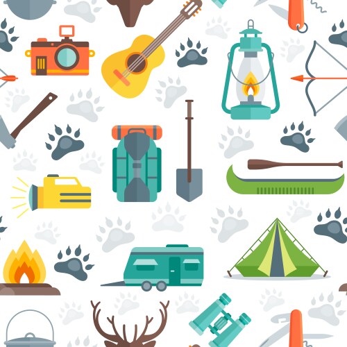 Camping seamless pattern background Royalty Free Vector