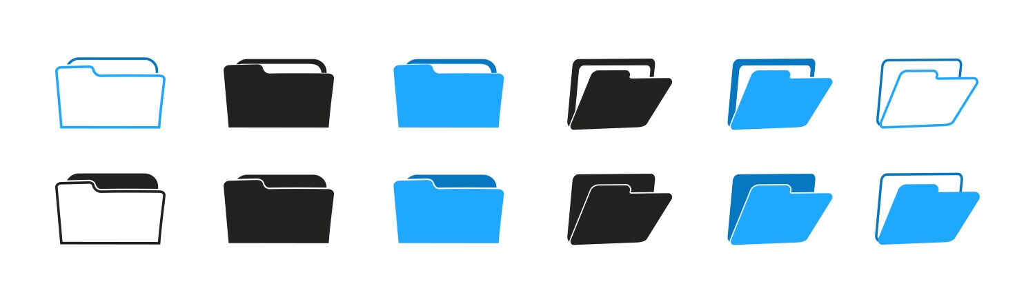 File folder icon set design for app logo etc eps Vector Image
