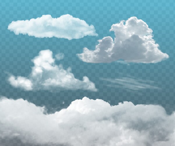 Realistic cloud white clouds fluffy sky fog Vector Image