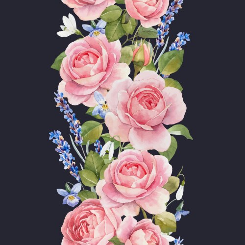 Watercolor rose pattern Royalty Free Vector Image