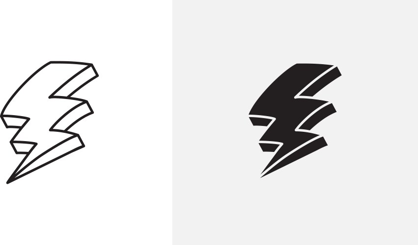 Lightning bolt icon set Royalty Free Vector Image