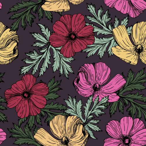 Floral seamless pattern flower background garden Vector Image