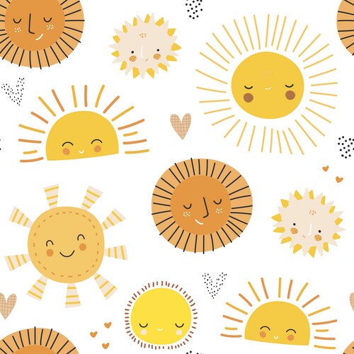 Seamless childish pattern with cute sun icons Vector Image