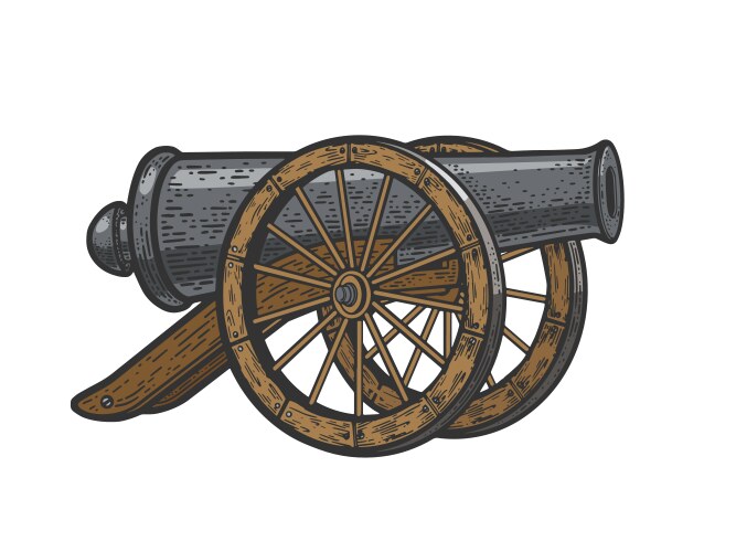 Vintage Cannon Sketch Vector Image