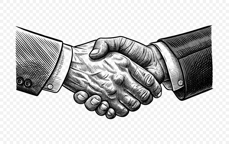 Ai-generated handshake engraved style line art Vector Image