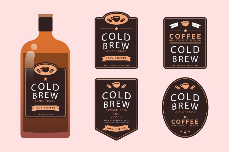 Cold brew coffee labels Royalty Free Vector Image
