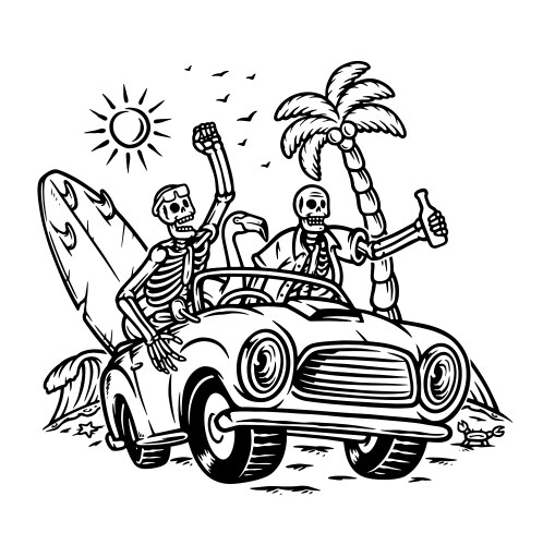 Skull trip to the beach Vector Image