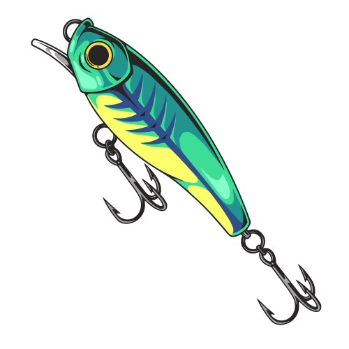 Vibrant Fishing Lure with Hooks Vector Image