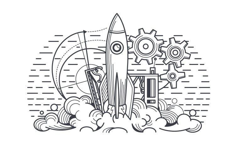 Hand drawing rocket model for new project startup Vector Image