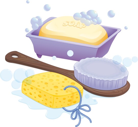 A sponge brush and soap Vector Image