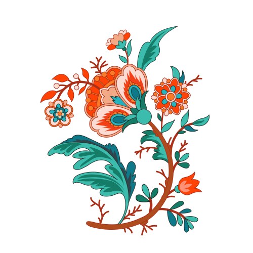Indian Floral Branch Print Vector Image
