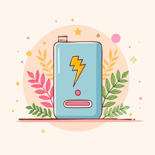 Cartoon Power Bank with Lightning Bolt Vector Image