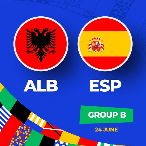 Albania vs spain football 2024 match versus vector image