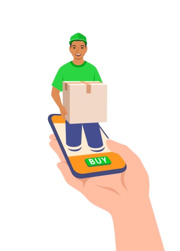 Express delivery online shopping mobile phone app vector image