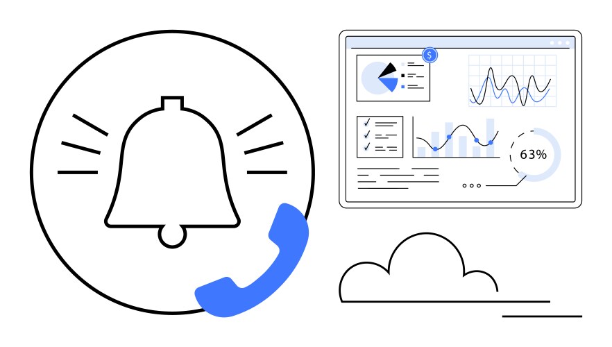Notification and analytics dashboard concept vector image