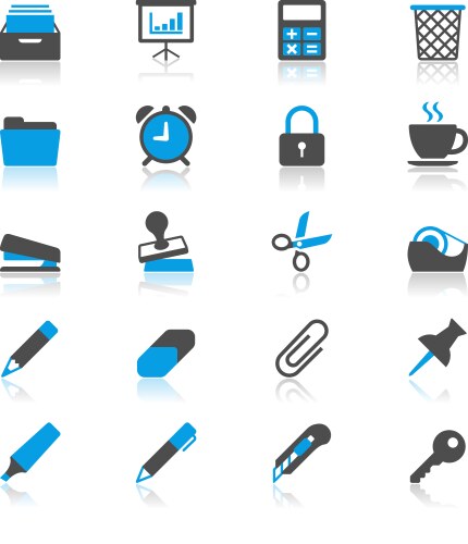 Office supplies flat icons Royalty Free Vector Image