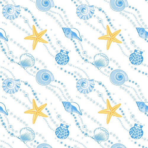 Beach pattern seashells Royalty Free Vector Image